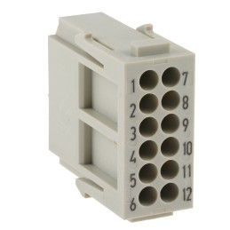 1 pcs - Han-Modular Series Male Module, 12 Way, 2 Row, Rated At 10A, 250 V, Han DD