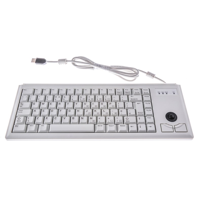 1 pcs - CHERRY Wired USB Compact Trackball Keyboard, QWERTY (UK), Grey