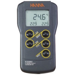 1 pcs - Hanna Instruments HI 935002 Wired Digital Thermometer for Laboratory Use, K Probe, 2 Input(s), +1350°C Max, ±0.2 %