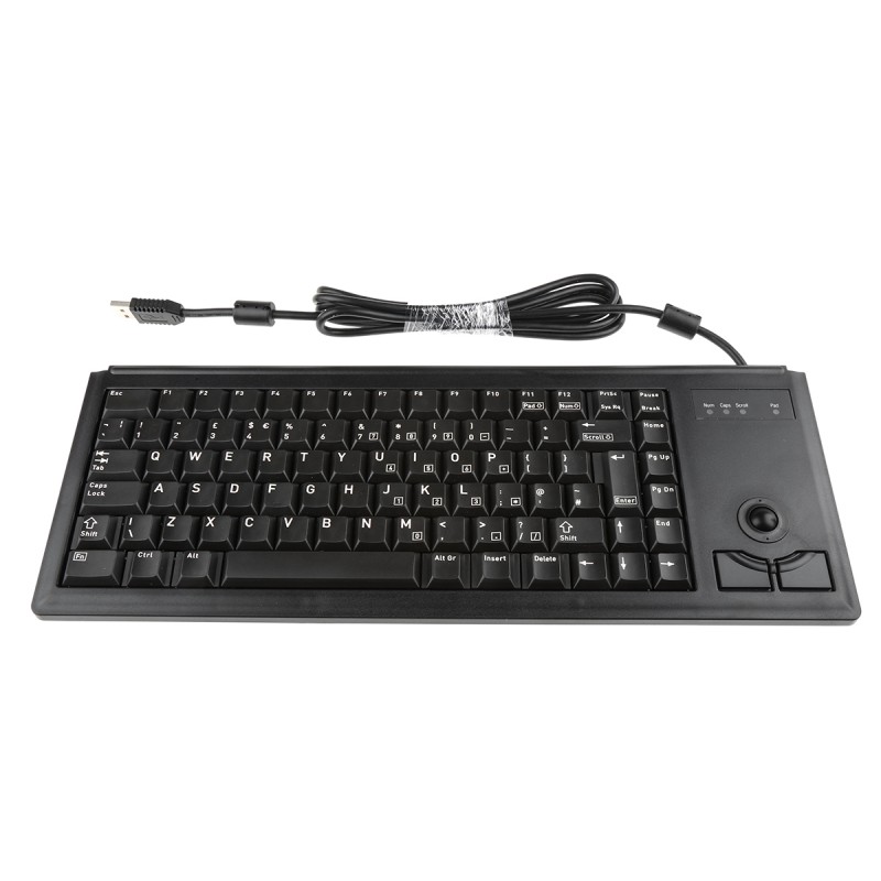 1 pcs - CHERRY Wired USB Compact Trackball Keyboard, QWERTY (UK), Black