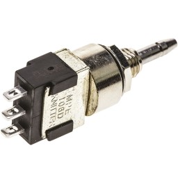 1 pcs - KNITTER-SWITCH Miniature Push Button Switch, Latching, Panel Mount, 5.6mm Cutout, SPDT, 125/250V ac, IP67