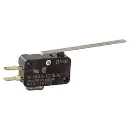 1 pcs - Omron Long Hinge Lever Micro Switch, Quick Connect Terminal, 15 A @ 250 V ac, SP-CO, IP40