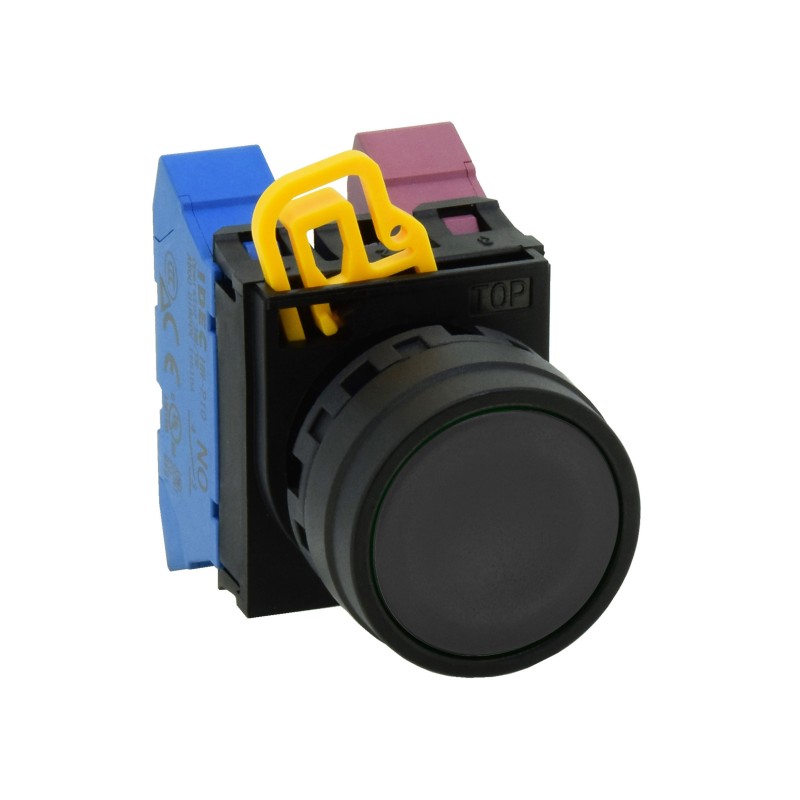 1 pcs - Idec YW1B Series Black Maintained Push Button Head, 22mm Cutout, IP67, IP69K
