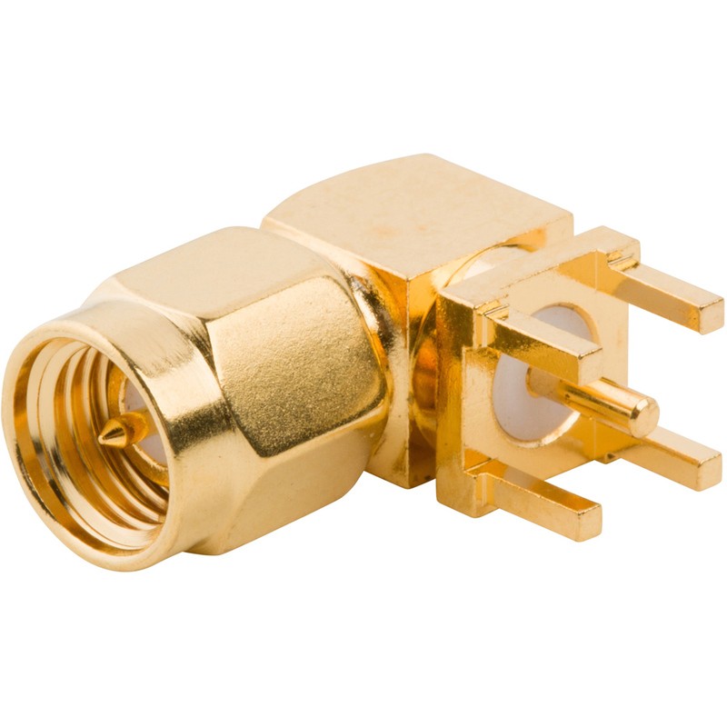 1 pcs - Amphenol RF 901-9894-RFX Series, Plug PCB Mount MMCX Connector, 50Ω, Through Hole Termination, Right Angle Body