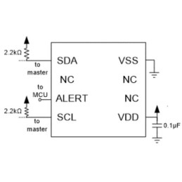 1 pcs - Renesas Electronics Analog Temperature Sensor, Digital Output, Surface Mount, I2C, ±1.5%