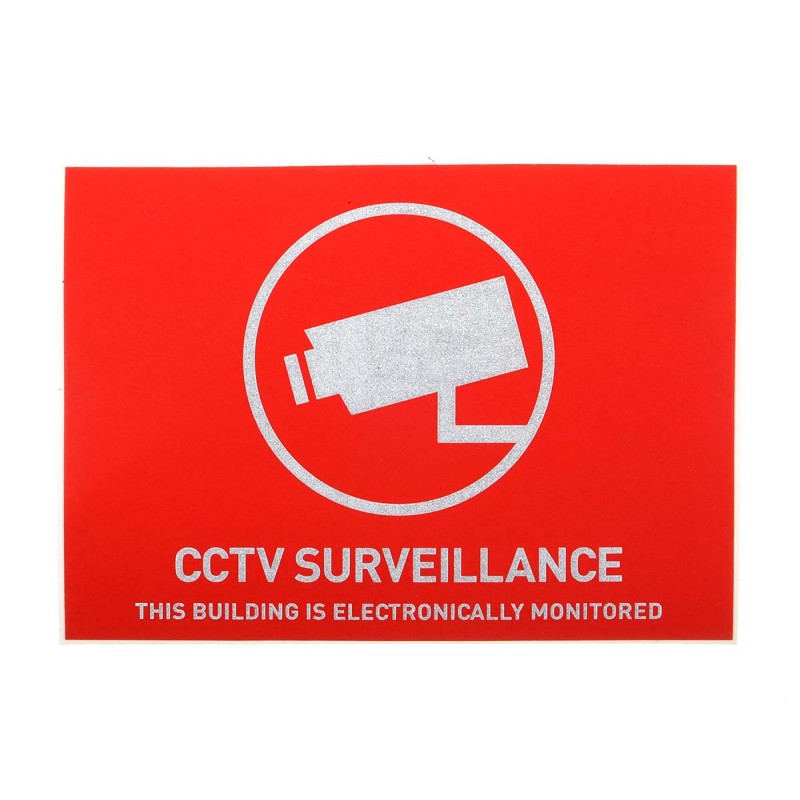 1 pcs - ABUS Security-Center Red/White Surveillance Sticker, CCTV Surveillance-Text, English, CCTV, 52.5 mm x 74mm