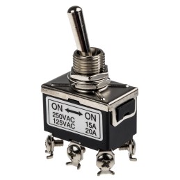 1 pcs - RS PRO Toggle Switch, Panel Mount, On-(On), DPDT, Screw Terminal, 250V