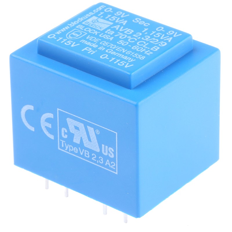 1 pcs - Block 9V ac 2 Output Through Hole PCB Transformer, 2.3VA