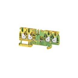 1 pcs - Weidmuller A Series Green/Yellow DIN Rail Terminal Block, 4mm², Single-Level, Push In Termination