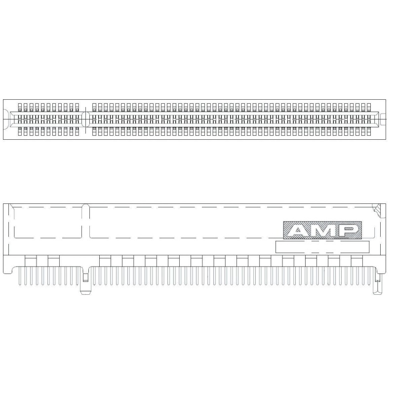 1 pcs - TE Connectivity Female Edge Connector, Through Hole Mount, 120-Contacts, 1.27mm Pitch, 2-Row, Solder Termination