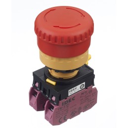 1 pcs - Idec YW Series Twist Release Emergency Stop Push Button, Panel Mount, 22mm Cutout, 2NC, IP65