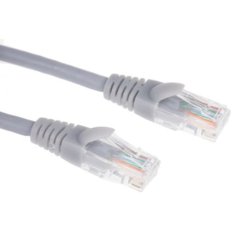 1 pcs - RS PRO Cat5 Male RJ45 to Male RJ45 Ethernet Cable, U/UTP, Grey HDPE Sheath, 250mm, Low Smoke Zero Halogen (LSZH)