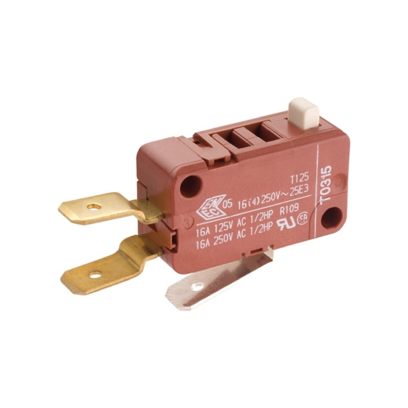1 pcs - Marquardt Plunger Micro Switch, Tab Terminal, 16 A @ 250 V ac, SP-CO, IP00, IP40