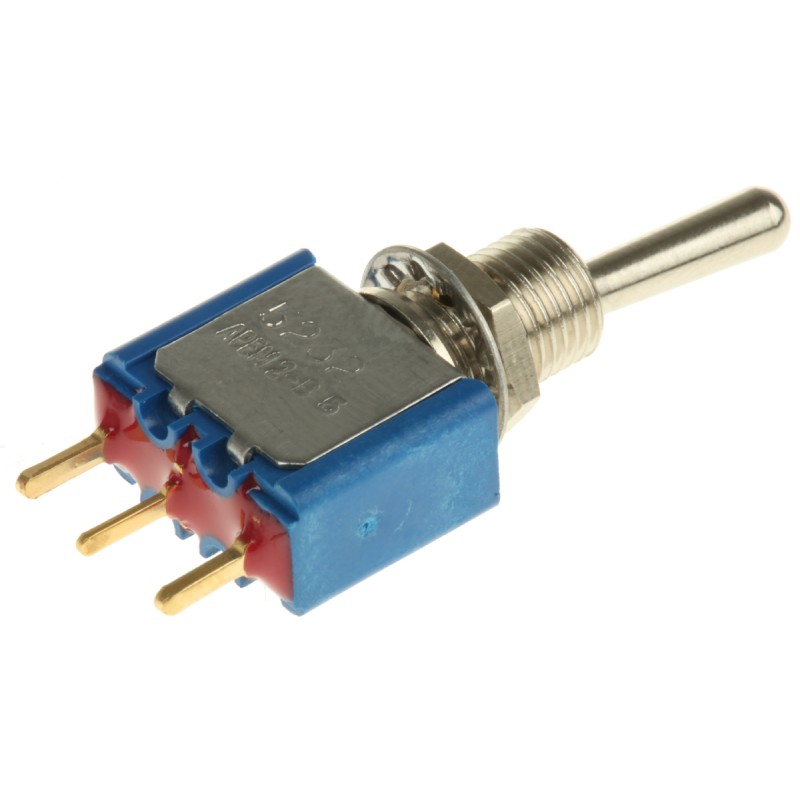 1 pcs - APEM Toggle Switch, PCB Mount, On-(On), SPST, PC Terminal Terminal, 20V ac/dc