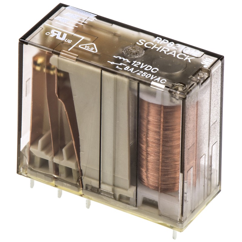 1 pcs - TE Connectivity PCB Mount Non-Latching Relay, 12V dc Coil, 8A Switching Current, DPDT