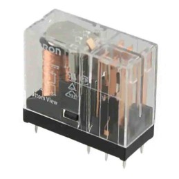 1 pcs - Omron PCB Mount Power Relay, 12V ac Coil, 5A Switching Current, DPDT