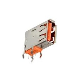 10 pcs : KUSBXHT-SLAS1N-O30-HRF - USB Connectors Upright-USB A Orang G-30u Plt-Cont HiRet