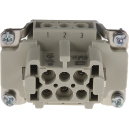 1 pcs - HARTING Heavy Duty Power Connector Insert, 16A, Female, Han E Series, 6 Contacts