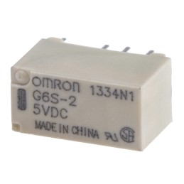 1 pcs - Omron PCB Mount Signal Relay, 5V dc Coil, 2A Switching Current, DPDT