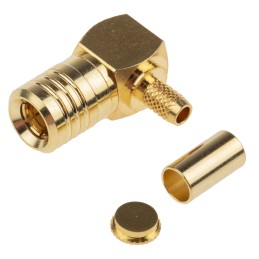 1 pcs - RS PRO, Plug Cable Mount SMB Connector, 50Ω, Crimp Termination, Right Angle Body