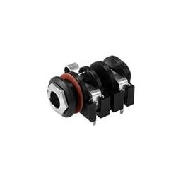 10 pcs : MJ-63042J - Phone Connectors audio jack, 6.35 mm, horizontal, 2 conductor, through hole, 2 switches, w/ nut