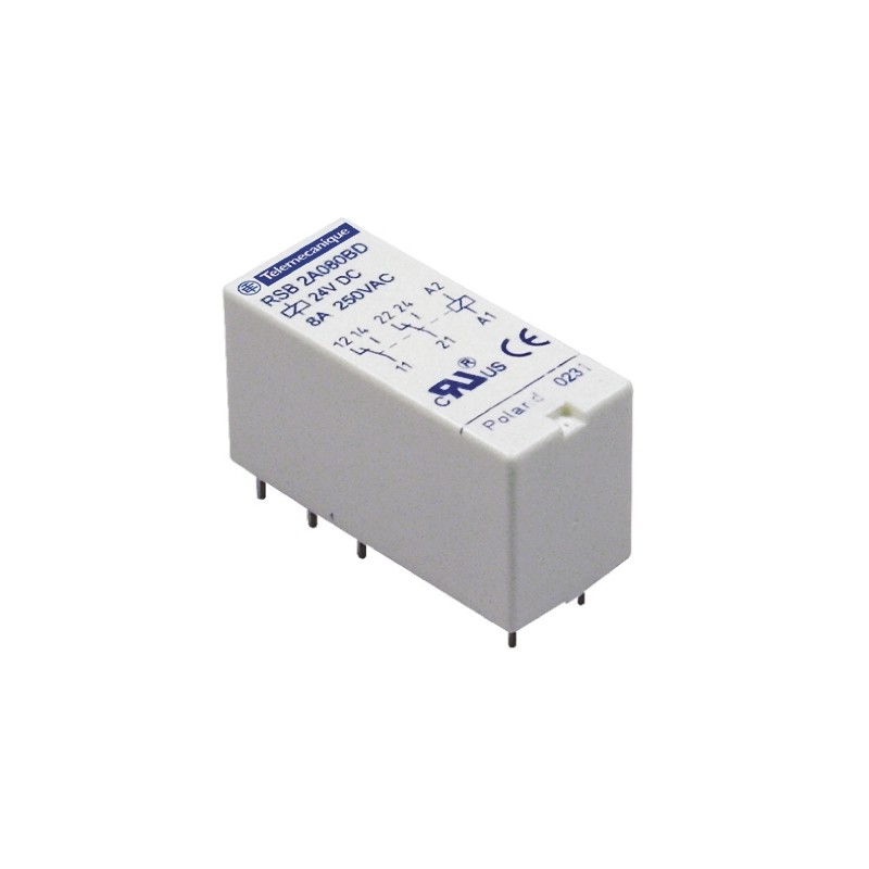 1 pcs - Schneider Electric PCB Mount Power Relay, 12V dc Coil, 8A Switching Current, DPDT