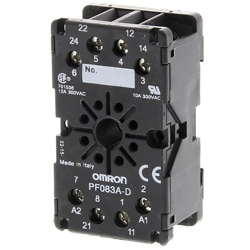 1 pcs - Omron 8 Pin 250V ac DIN Rail Relay Socket, for use with MKS Series
