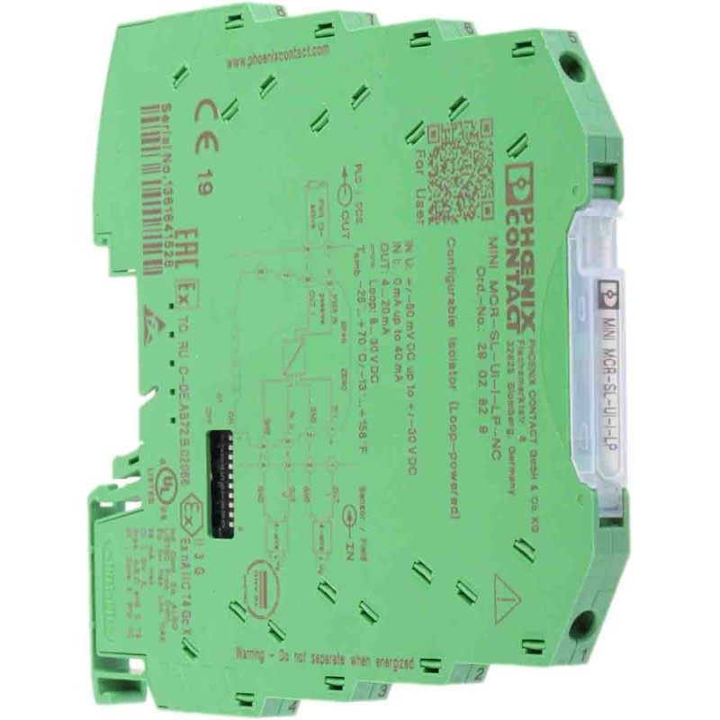 1 pcs - Phoenix Contact MINI MCR Series Signal Conditioner, Current, Voltage Input, Current Output, 8 - 30V dc Supply,