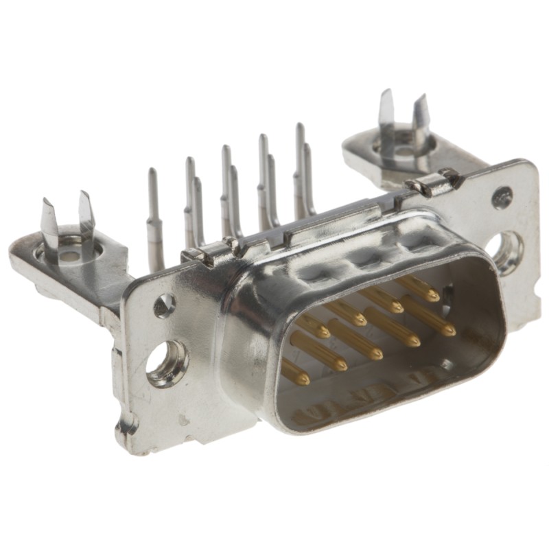 1 pcs - TE Connectivity Amplimite HD-20 9 Way Right Angle Through Hole D-sub Connector Plug, 2.74mm Pitch, with 4-40 UNC