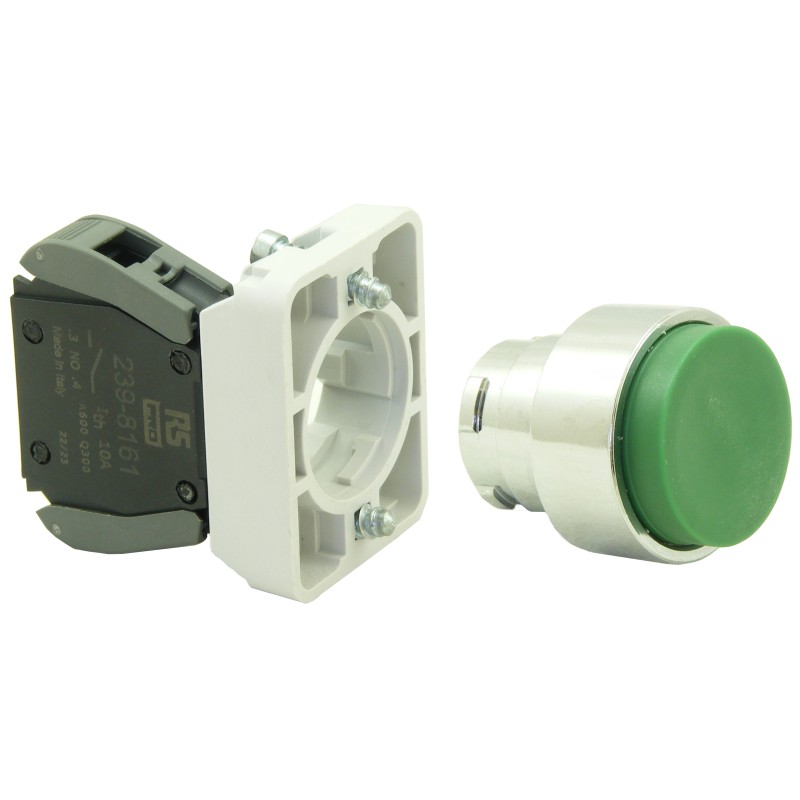 1 pcs - RS PRO Push Button Complete Unit, 22.5mm Cutout, SPST