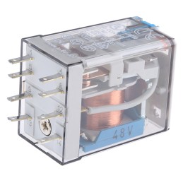 1 pcs - Finder Plug In Power Relay, 48V dc Coil, 20A Switching Current, DPDT