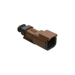 10 pcs : ATM04-2P-SR01BN - Automotive Connectors 2 Position, Receptacle, Pin, Strain Relief End Cap, Brown Body