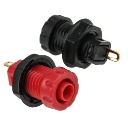 1 pcs - RS PRO Black, Red Female Banana Socket, 4 mm Connector, 30A, 1000V, Gold Plating