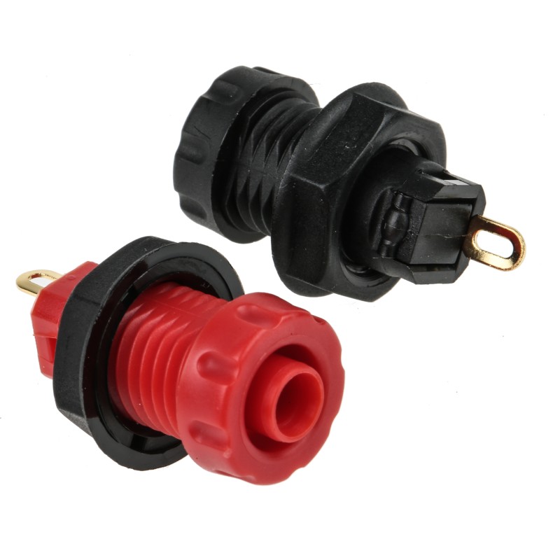 1 pcs - RS PRO Black, Red Female Banana Socket, 4 mm Connector, 30A, 1000V, Gold Plating