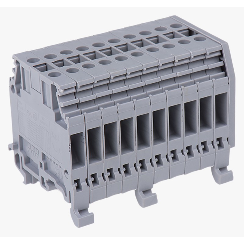 1 pcs - Entrelec Distribution Block, 10 Way, 4mm², 32A, 800 V, Grey