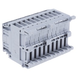 1 pcs - Entrelec Distribution Block, 10 Way, 4mm², 32A, 800 V, Grey