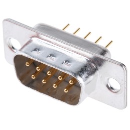 1 pcs - Cinch FD 9 Way Through Hole D-sub Connector Plug, 2.76mm Pitch