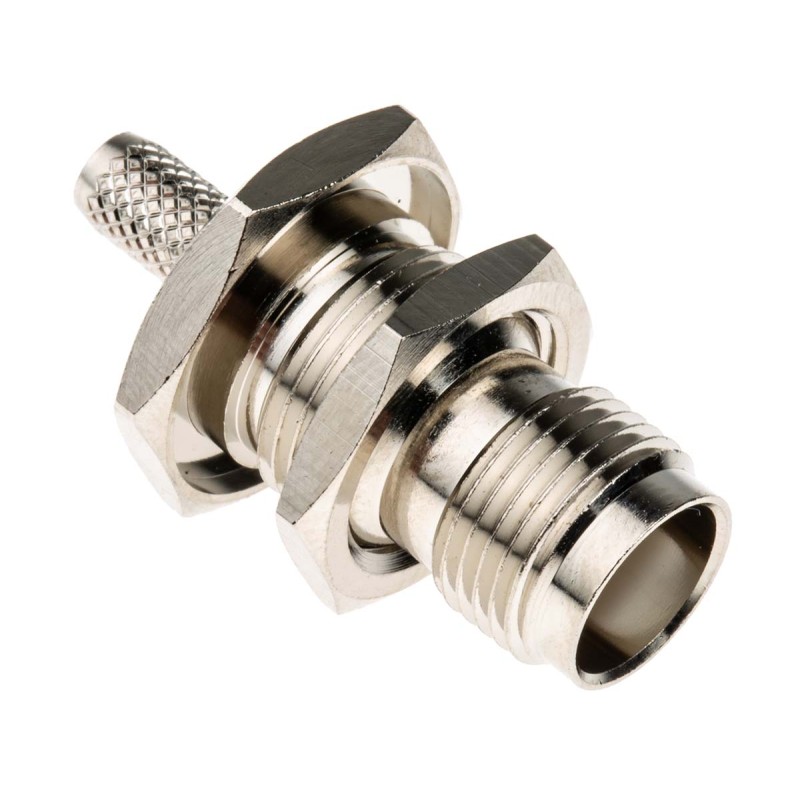 1 pcs - RS PRO, jack Bulkhead Mount TNC Connector, 50Ω, Crimp Termination, Straight Body