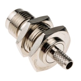 1 pcs - RS PRO, jack Bulkhead Mount TNC Connector, 50Ω, Crimp Termination, Straight Body