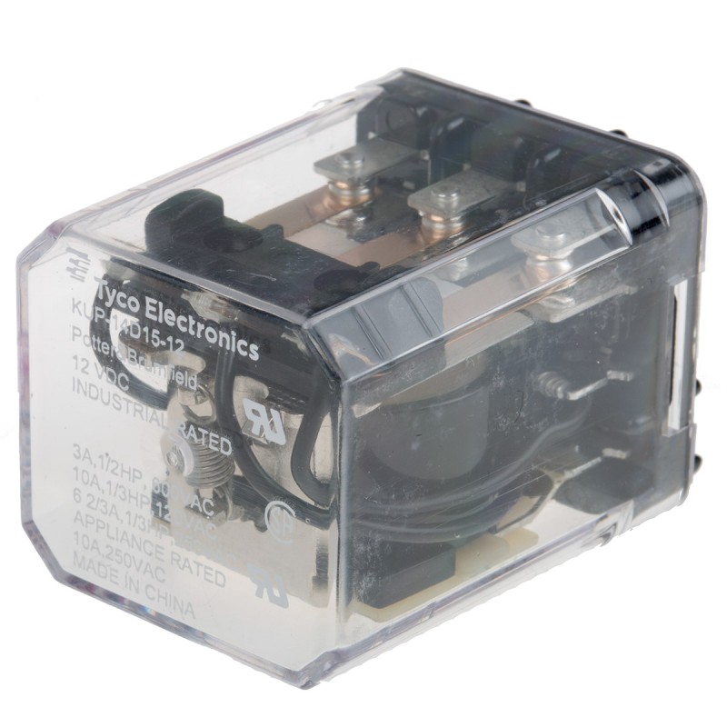 1 pcs - TE Connectivity Plug In Power Relay, 12V dc Coil, 10A Switching Current, 3PDT