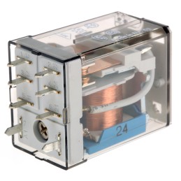 1 pcs - Finder PCB Mount Power Relay, 24V dc Coil, 12A Switching Current, DPDT