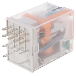 1 pcs - Relpol Plug In Power Relay, 12V dc Coil, 6A Switching Current, 4PDT