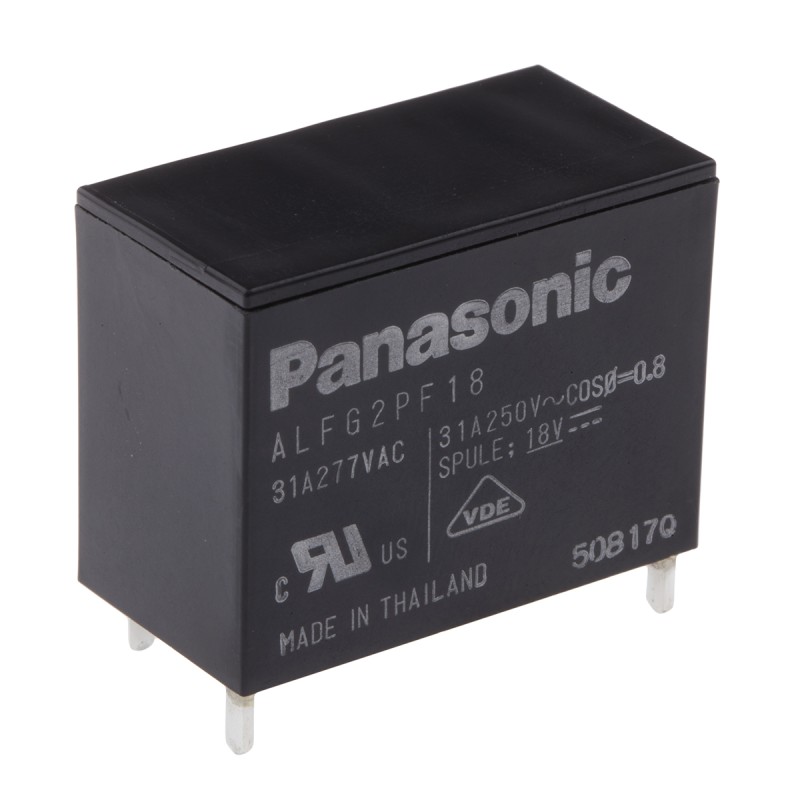 1 pcs - Panasonic PCB Mount Power Relay, 18V dc Coil, 31A Switching Current, SPST