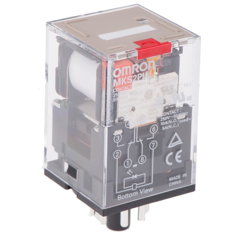 1 pcs - Omron Plug In Power Relay, 230V ac Coil, 10A Switching Current, DPDT
