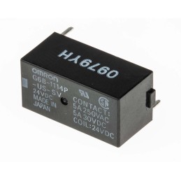 1 pcs - Omron PCB Mount Power Relay, 24V dc Coil, 5A Switching Current, SPST