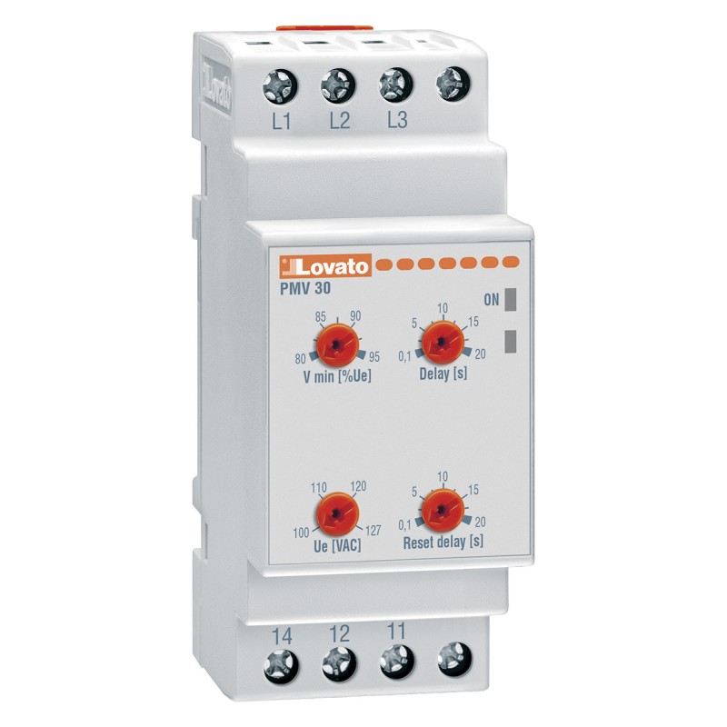 1 pcs - Lovato Voltage Monitoring Relay, 3 Phase, SPDT, Maximum of 400V ac, DIN Rail
