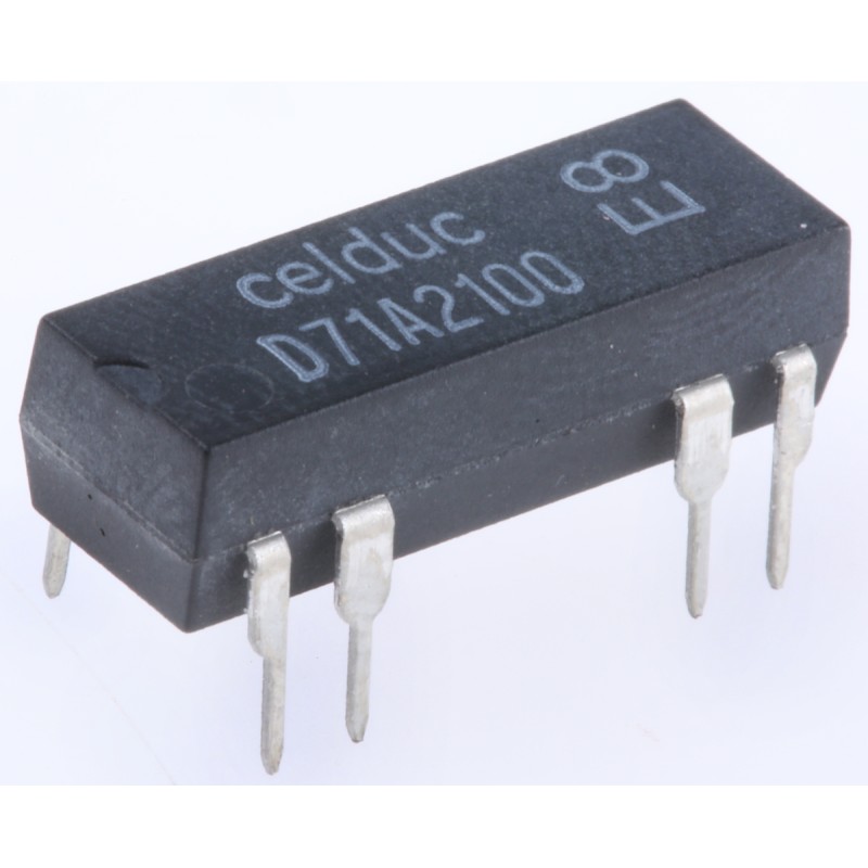 1 pcs - Celduc PCB Mount Reed Relay, 5V dc Coil, SPST, 100V dc Max, 380Ω