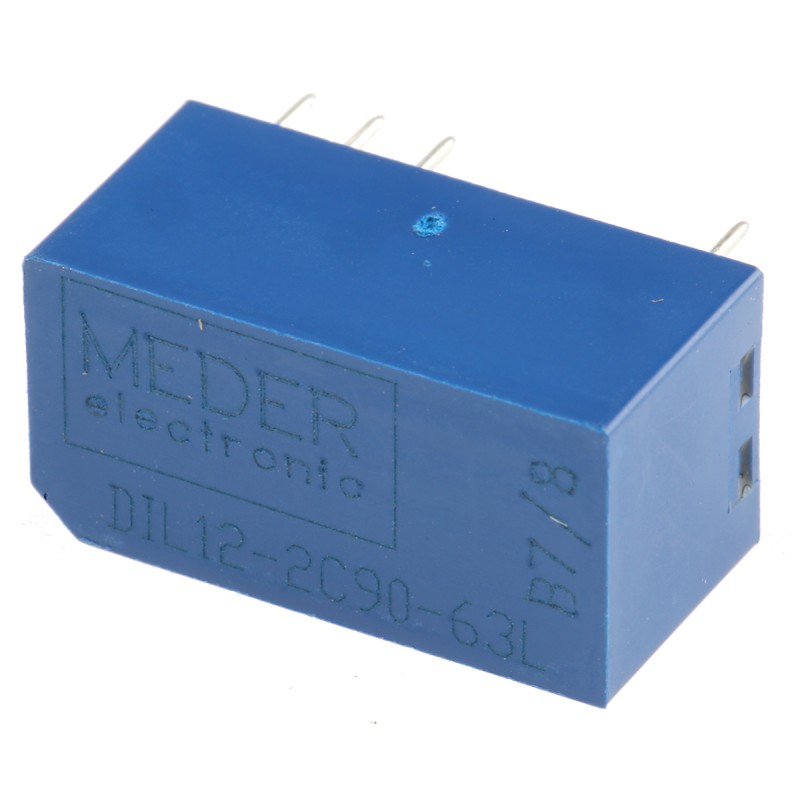 1 pcs - Meder PCB Mount Reed Relay, 12V dc Coil, DPDT, 175V dc Max, 680Ω