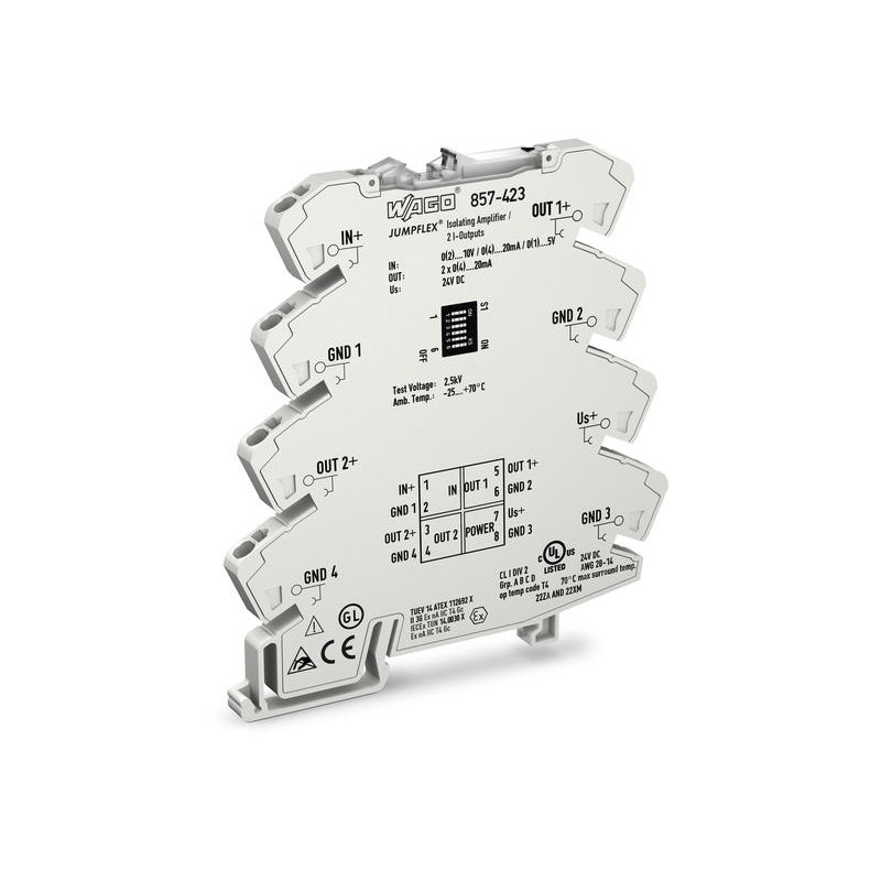 1 pcs - Wago JUMPFLEX Series Signal Conditioner, Current, Voltage Input, Current Output, 24V dc Supply, ATEX, IECEx