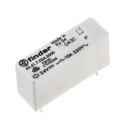 1 pcs - Finder PCB Mount Power Relay, 24V dc Coil, 10A Switching Current, SPDT